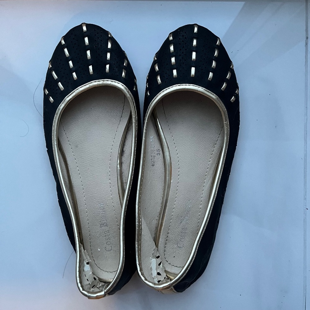 Costa Blanca Black Gold Ballet Flats